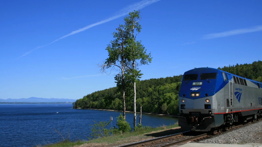 Adirondack Amtrak train in Port Kent, NY